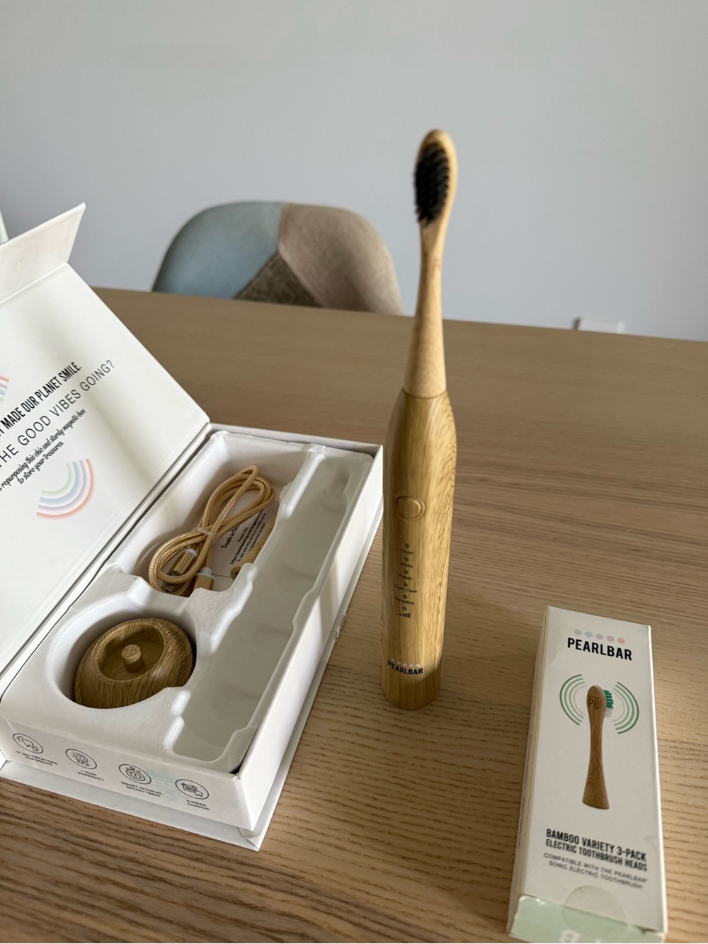 Pearl Bamboo Electric Toothbrush in Natural Wood and Black
